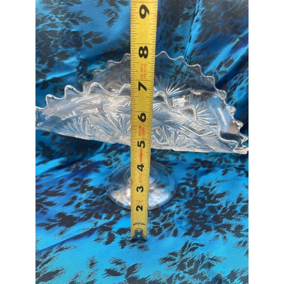 Early American Pressed Glass Indiana Glass Pedestal Banana Dish Scalloped Edges - Picture 5 of 5